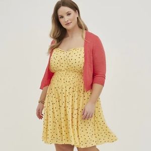 Torrid Gauze Smocked Waist Mini Dress- Yellow With Strawberries